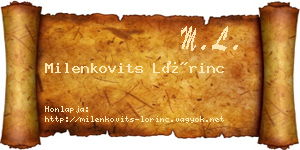 Milenkovits Lőrinc névjegykártya